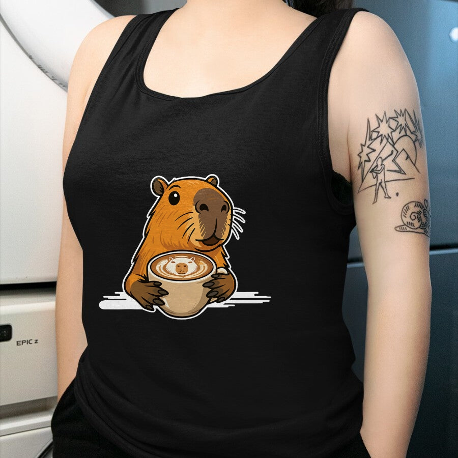 Cute Capybara Shirt, Funny Capybara Unisex T-Shirt/Hoodie/Sweatshirt HLT00 - Capybara Coffee Lover Latte Art Funny Capybara T-Shirt