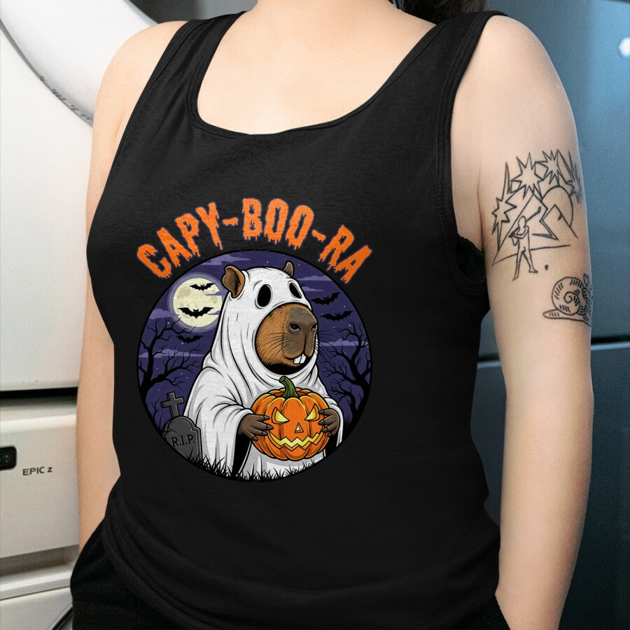 Cute Capybara Shirt, Funny Capybara UnisexT-Shirt/Hoodie/Sweatshirt HLT00 - Capy-Boo-Ra Cute Capybara Boo Ghost Funny Cappy Halloween T-Shirt
