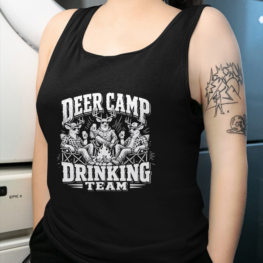 Funny Camping Shirt, Gift For Camping Lover Unisex T-Shirt/Hoodie/Sweatshirt HLT00 - Deer Camp Drinking Team - Funny Buck Deer Hunting T-Shirt