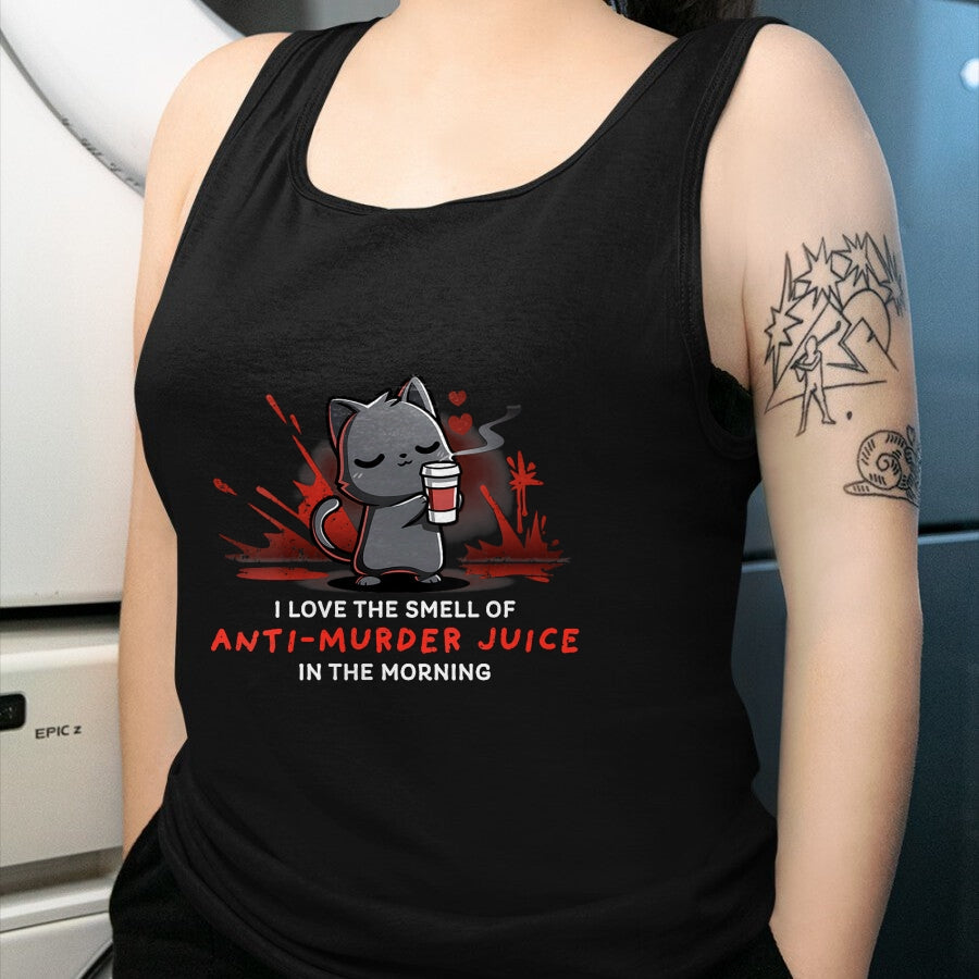 Cat Love Shirt, Funny Cat Lover Gift UnisexT-Shirt/Hoodie/Sweatshirt HLT00 - Womens Cat Drink Coffee I Love The Smell Of Anti Murder Juice V-Neck T-Shirt