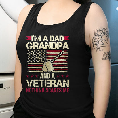 Proud Veteran Shirt, Funny Veteran UnisexT-Shirt/Hoodie/Sweatshirt HLT00 - I_m a Dad Grandpa and a Veteran Nothing Scares me T-Shirt, Men, Navy Blue, 3X-Large
