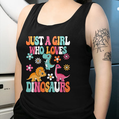 Best Dinosaur Lover Shirt, Funny Dinosaur UnisexT-Shirt/Hoodie/Sweatshirt HLT00 - Just A Girl Who Loves Dinosaurs Cute Groovy Dino Lover Kids T-Shirt