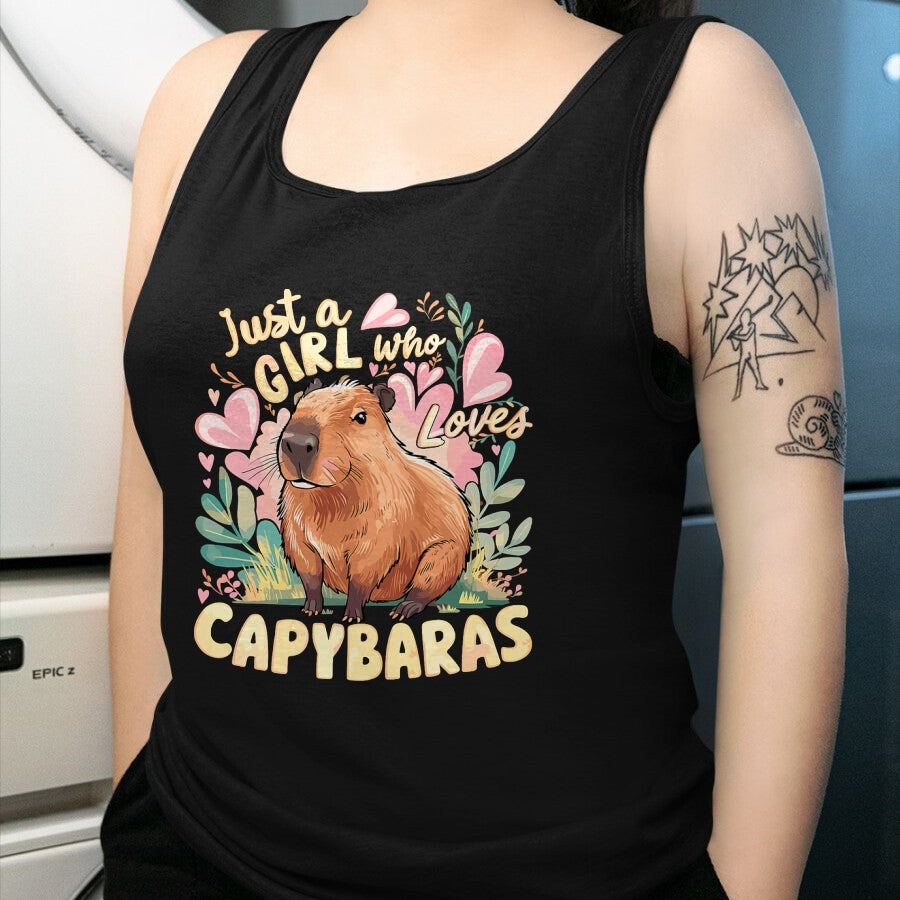 Cute Capybara Shirt, Funny Capybara Unisex T-Shirt/Hoodie/Sweatshirt HLT00 - Capybara Cute Just a Girl who Loves Capybaras T-Shirt