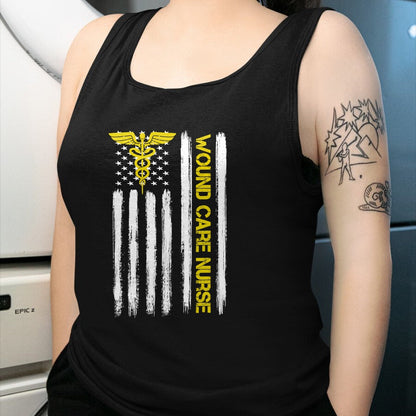 Funny Nurse Shirt, Nurse Unisex T-Shirt/Hoodie/Sweatshirt HLT00 - American Flag Wound Care Nurse  Nursing Department Wound T-Shirt