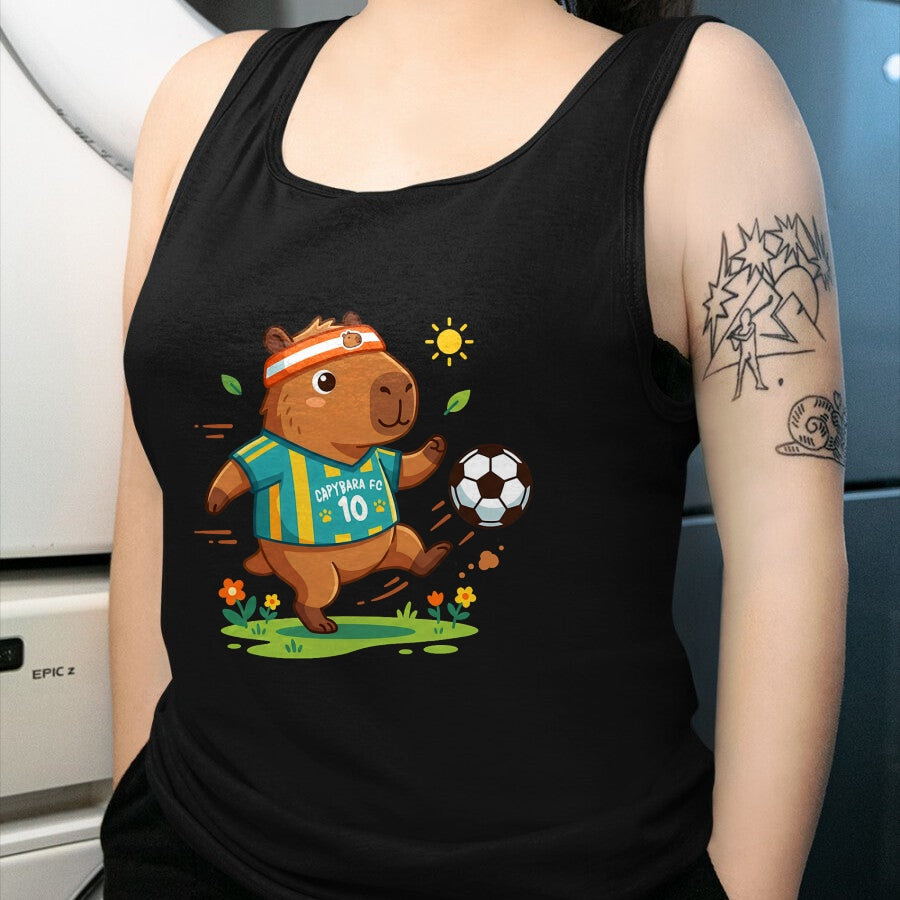 Cute Capybara Shirt, Funny Capybara Unisex T-Shirt/Hoodie/Sweatshirt HLT00 - Capybara Soccer Player Headband Funny Animal Sports Fan T-Shirt