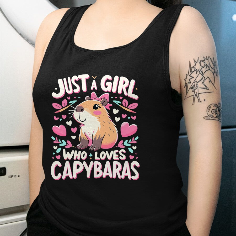 Cute Capybara Shirt, Funny Capybara Unisex T-Shirt/Hoodie/Sweatshirt HLT00 - Just a Girl who Loves Capybaras T-Shirt