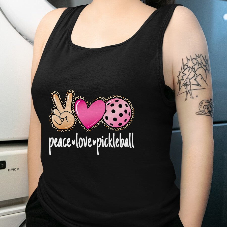 Funny Pickleball Shirt, Pickleball Lover Unisex T-Shirt/Hoodie/Sweatshirt HLT00 - Peace Love Pickleball Cute Pickleball Lover Women Girls T-Shirt