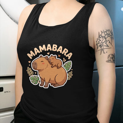 Cute Capybara Shirt, Funny Capybara Unisex T-Shirt/Hoodie/Sweatshirt HLT00 - Mamabara Capybara Mother T-Shirt (2)