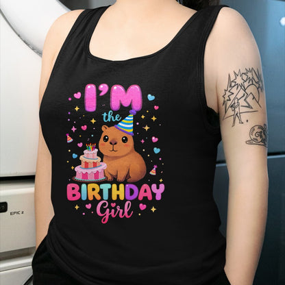 Cute Capybara Shirt, Funny Capybara Unisex T-Shirt/Hoodie/Sweatshirt HLT00 - Capybara I_m The Birthday Girl Cute Capybara Birthday Party T-Shirt