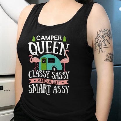 Funny Camping Shirt, Gift For Camping Lover Unisex T-Shirt/Hoodie/Sweatshirt HLT00 - Camper Queen Classy Sassy Smart Funny Women Girls Camping RV T-Shirt, Men, Black, 3X-Large