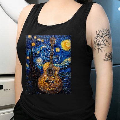 Guitar Lover Shirt, Funny Guitar UnisexT-Shirt/Hoodie/Sweatshirt HLT00 - Acoustic Guitar Van Gogh Starry Night T-Shirt