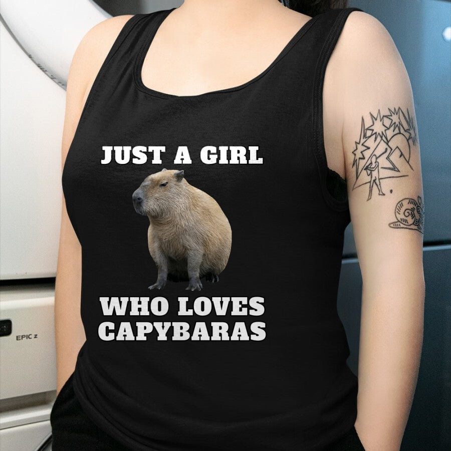 Cute Capybara Shirt, Funny Capybara Unisex T-Shirt/Hoodie/Sweatshirt HLT00 - Just a Girl Who Loves Capybara Long Sleeve T-Shirt