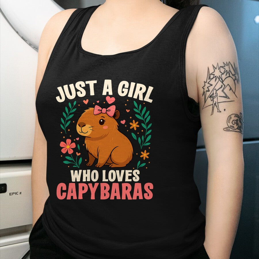 Cute Capybara Shirt, Funny Capybara Unisex T-Shirt/Hoodie/Sweatshirt HLT00 - Just a Girl Who Loves Capybaras Cute Rodent Animal T-Shirt