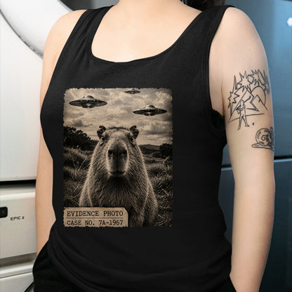 Cute Capybara Shirt, Funny Capybara Unisex T-Shirt/Hoodie/Sweatshirt HLT00 - Funny Capybara Graphic Tee Alien UFO Evidence Photo Vintage T-Shirt