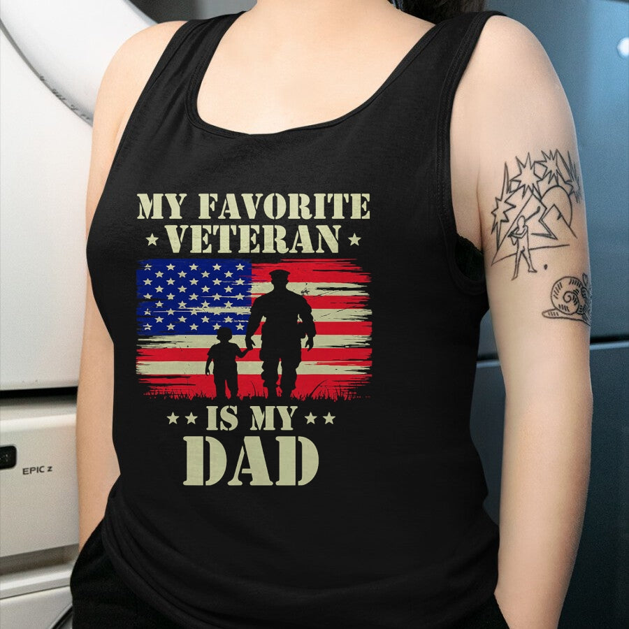 Proud Veteran Shirt, Funny Veteran UnisexT-Shirt/Hoodie/Sweatshirt HLT00 - Father Veterans Day My Favorite Veteran is My Dad Proud Kids T-Shirt