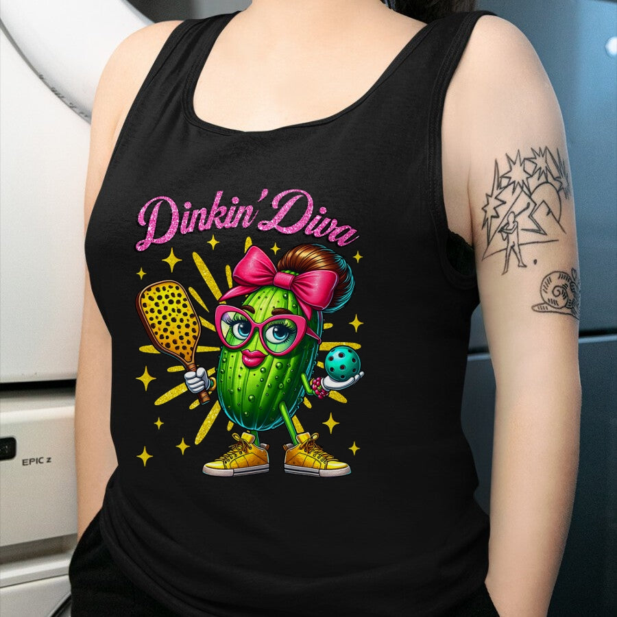 Funny Pickleball Shirt, Pickleball Lover Unisex T-Shirt/Hoodie/Sweatshirt HLT00 - Dinkin’ Diva Funny Pickleball Player Cute Pickle Lovers T-Shirt