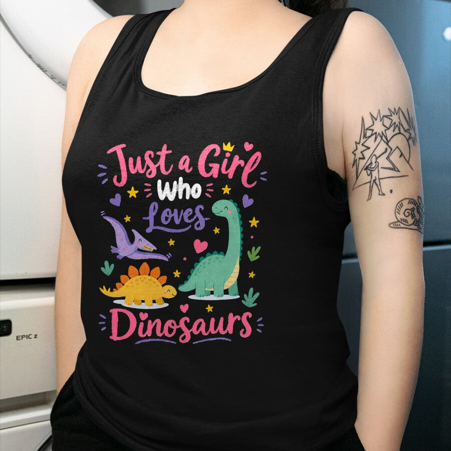 Best Dinosaur Lover Shirt, Funny Dinosaur UnisexT-Shirt/Hoodie/Sweatshirt HLT00 - Just a Girl Who Loves Dinosaurs Cartoon Design T-Shirt