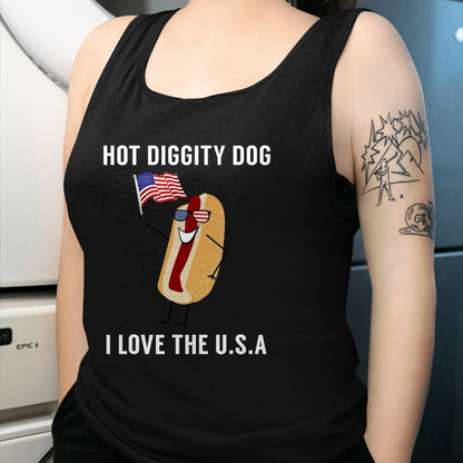 Dog Love Shirt, Dog Lover Gift T-Shirt/Hoodie/Sweatshirt HLT00 - Hot Diggity Dog I Love USA - Funny Fourth of July T-Shirt (1)