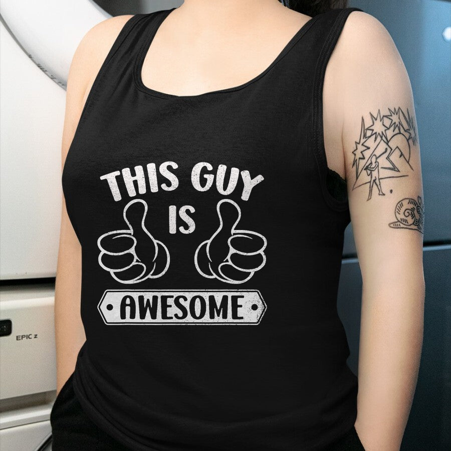 Best Wife Shirt, Wife and Husband Unisex T-Shirt/Hoodie/Sweatshirt HLT00 - This Guy Is Awesome Thumbs Funny Self-Promoting Statement T-Shirt