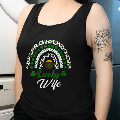 Best Wife Shirt, Wife and Husband Unisex T-Shirt/Hoodie/Sweatshirt HLT00 - Gift for wife T shirt, lucky wife   Womens Lucky Wife Rainbow St Patricks Day Lucky Wife V-Neck T-Sh