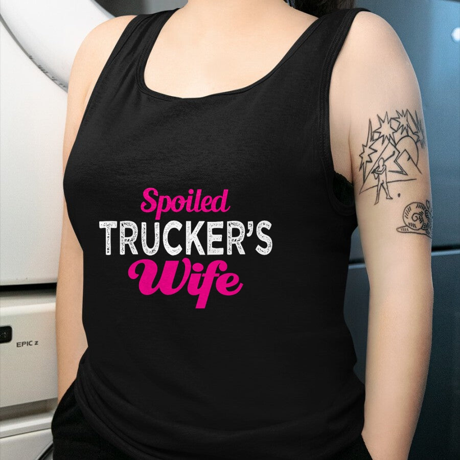 Best Wife Shirt, Wife and Husband Unisex T-Shirt/Hoodie/Sweatshirt HLT00 - Gift for wife T shirt, spoiled wife   Spoiled Trucker's Wife Funny Wedding Anniversary T Shirt (1)