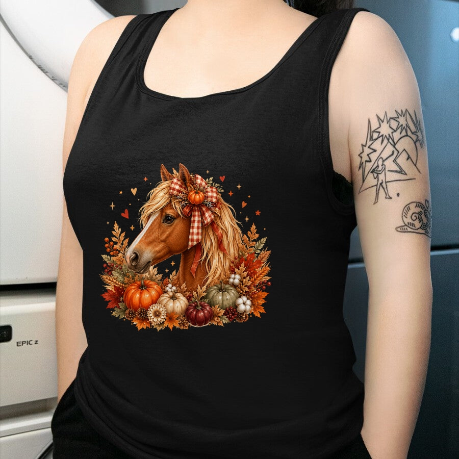 Best Horse Lover Shirt , Funny Horse UnisexT-Shirt/Hoodie/Sweatshirt HLT00 - Cute Horse Pumpkin Coquette Bow Autumn Fall Equestrian T-Shirt