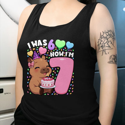 Cute Capybara Shirt, Funny Capybara Unisex T-Shirt/Hoodie/Sweatshirt HLT00 - I was 6 Now I_m 7 Shirt  Kawaii 7th Capybara 67 Birthday T-Shirt
