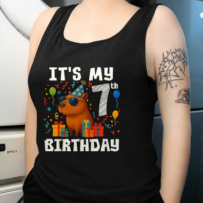 Cute Capybara Shirt, Funny Capybara Unisex T-Shirt/Hoodie/Sweatshirt HLT00 - Its My 7th Birthday 7 Years Old Capybara Gifts Boys T-Shirt