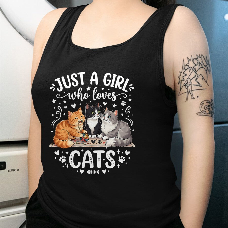 Cat Love Shirt, Funny Cat Lover Gift UnisexT-Shirt/Hoodie/Sweatshirt HLT00 - Just A Girl Who Loves Cats T-Shirt (2)