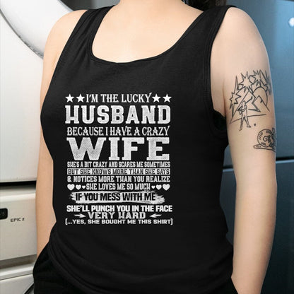Best Wife Shirt, Wife and Husband Unisex T-Shirt/Hoodie/Sweatshirt HLT00 - Gift for wife T shirt, lucky wife   I Am A Lucky Husband I Have A Crazy Wife Christmas Birthday T-Sh