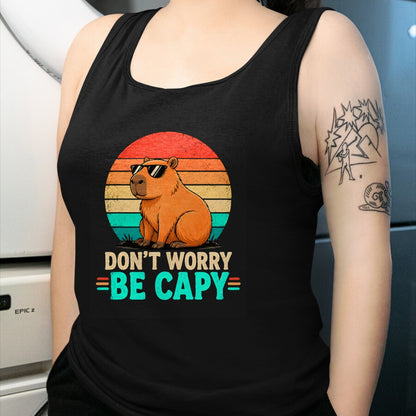 Cute Capybara Shirt, Funny Capybara Unisex T-Shirt/Hoodie/Sweatshirt HLT00 - Funny Be Capy Relaxed Capybara Vintage Cartoon Graphic T-Shirt