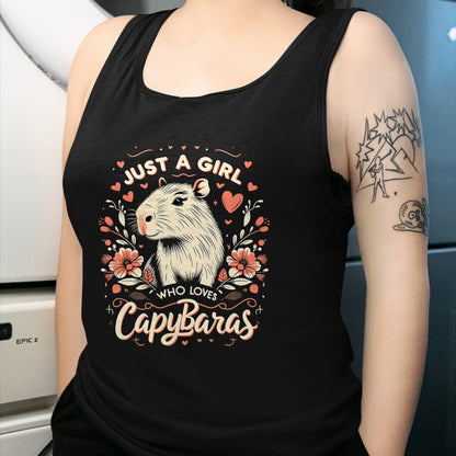 Cute Capybara Shirt, Funny Capybara Unisex T-Shirt/Hoodie/Sweatshirt HLT00 - Just a Girl who Loves Capybaras T-Shirt (6)