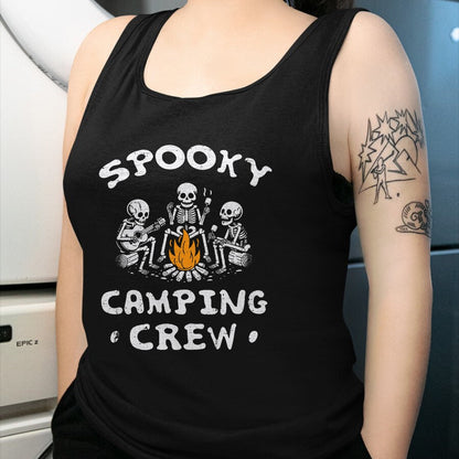 Funny Camping Shirt, Gift For Camping Lover Unisex T-Shirt/Hoodie/Sweatshirt HLT00 - Spooky Camping Crew Halloween Camping Skeleton Campsite T-Shirt