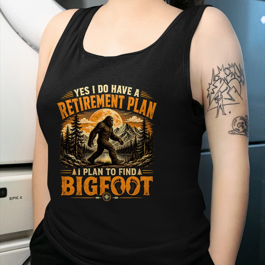Funny Camping Shirt, Gift For Camping Lover Unisex T-Shirt/Hoodie/Sweatshirt HLT00 - Vintage Bigfoot Mountain Explorer Retirement Plan Merch T-Shirt