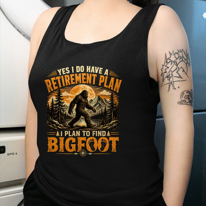 Funny Camping Shirt, Gift For Camping Lover Unisex T-Shirt/Hoodie/Sweatshirt HLT00 - Vintage Bigfoot Mountain Explorer Retirement Plan Merch T-Shirt