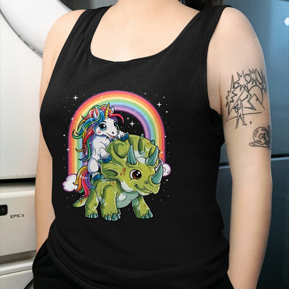 Best Dinosaur Lover Shirt, Funny Dinosaur UnisexT-Shirt/Hoodie/Sweatshirt HLT00 - Unicorn Riding Dinosaur Triceratops Funny Boys Girls Rainbow T-Shirt Small