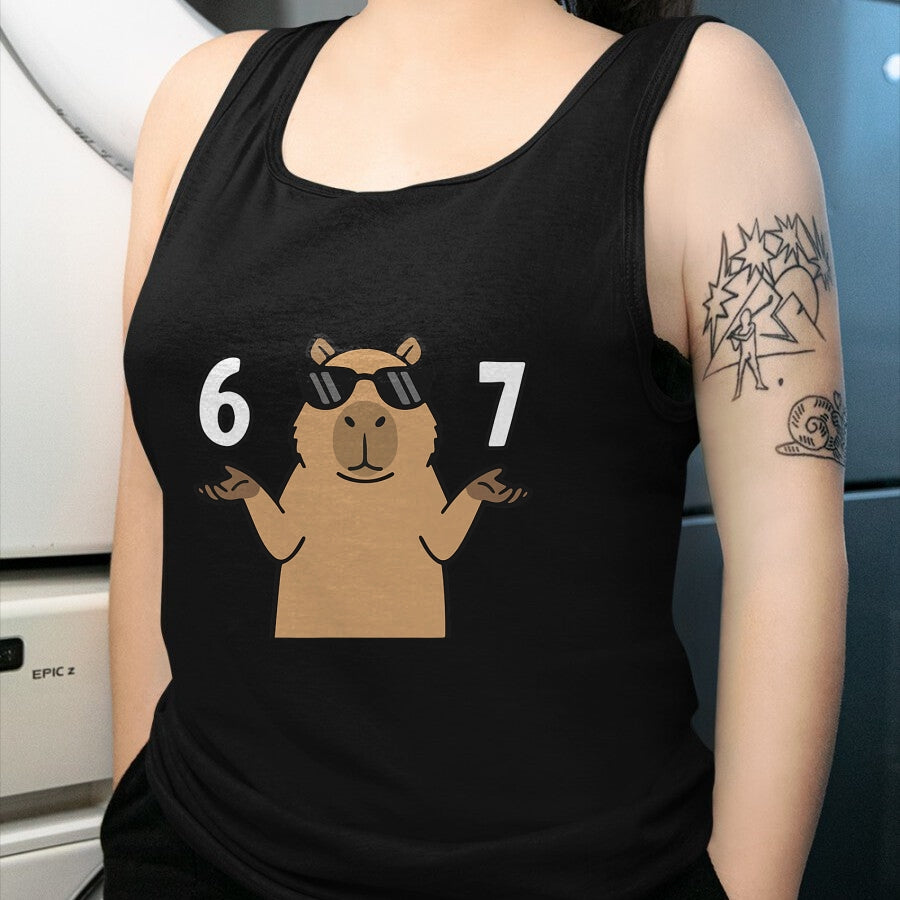 Cute Capybara Shirt, Funny Capybara UnisexT-Shirt/Hoodie/Sweatshirt HLT00 - 67 Meme Capybara Shirt 6 7 Hand Gesture Kids Slang Six Seven T-Shirt