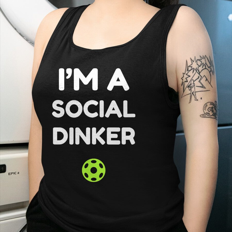 Funny Pickleball Shirt, Pickleball Lover Unisex T-Shirt/Hoodie/Sweatshirt HLT00 - I'm A Social Dinker Pickleball Ball Graphic T-Shirt
