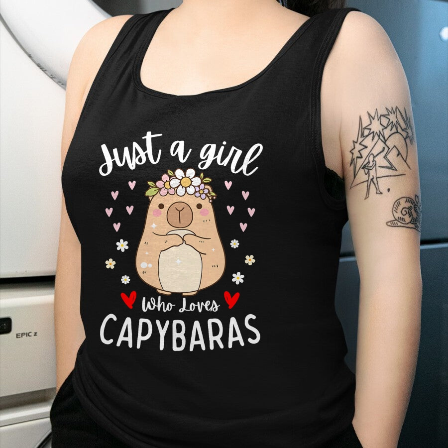 Cute Capybara Shirt, Funny Capybara Unisex T-Shirt/Hoodie/Sweatshirt HLT00 - Just a Girl Who Loves Capybaras Cute Rodent Animal Capybara T-Shirt