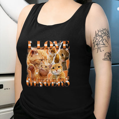 Cat Love Shirt, Funny Cat Lover Gift UnisexT-Shirt/Hoodie/Sweatshirt HLT00 - I Love Gingers Funny Orange Cat Cat Meme Kitty Cat Lovers T-Shirt