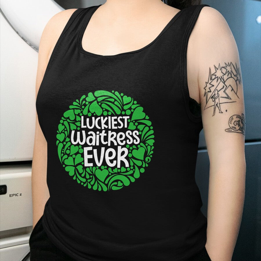 Patrick Day Shirts for Family, Funny Patrick Day shirts, st patrick's day Unisex T-Shirt/Hoodie/Sweatshirt HLT00 - Luckiest Waitress Ever - St Patrick Day Waiter Restaurant T-Shirt