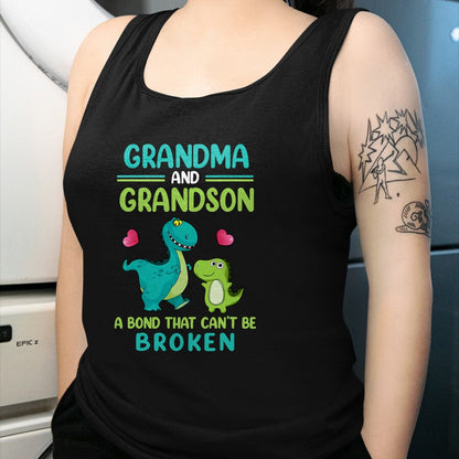 Best Grandma Shirt, Proud Grandma Unisex T-Shirt/Hoodie/Sweatshirt HLT00 - Grandma And Grandson A Bond That Can't Be Broken Dinosaur T-Shirt