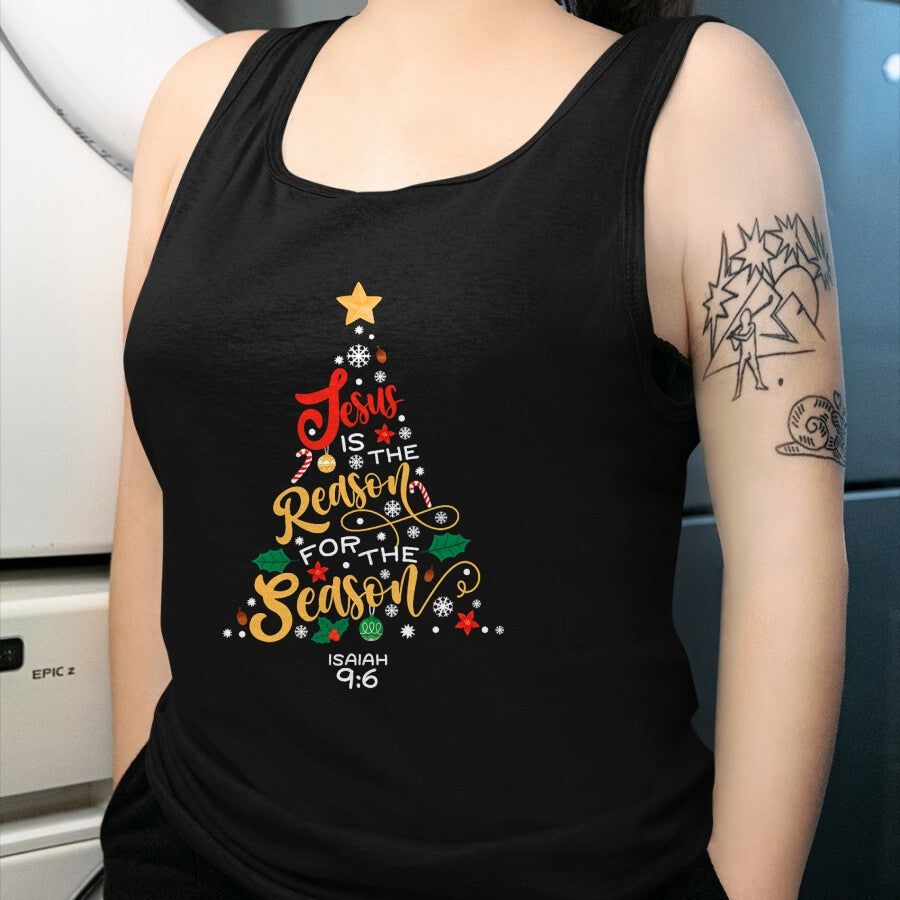 Christian Tee, Christian Faith Unisex T-Shirt/Hoodie/Sweatshirt HLT00 - Jesus Is The Reason For The Season Christian Christmas Tree T-Shirt