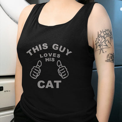 Cat Love Shirt, Funny Cat Lover Gift UnisexT-Shirt/Hoodie/Sweatshirt HLT00 - This Guy Loves His Cat Pet Owners Kitten Cat Dad Cat Man T-Shirt
