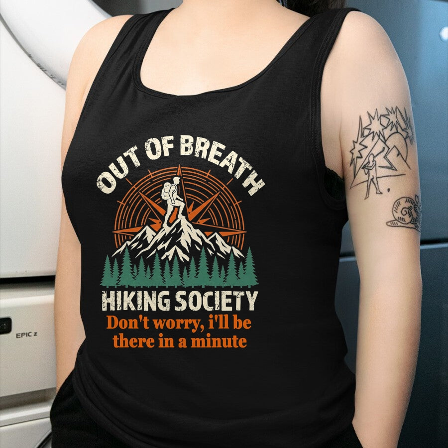Funny Camping Shirt, Gift For Camping Lover Unisex T-Shirt/Hoodie/Sweatshirt HLT00 - Out of Breath Hiking Society Camping Mountain Funny T-Shirt