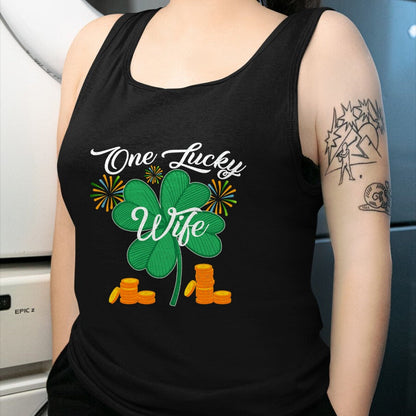 Best Wife Shirt, Wife and Husband Unisex T-Shirt/Hoodie/Sweatshirt HLT00 - Gift for wife T shirt, lucky wife   St. Patrick's Day I'm One Lucky Wife T-Shirt