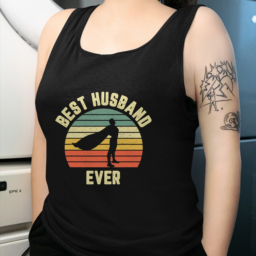 Best Wife Shirt, Wife and Husband Unisex T-Shirt/Hoodie/Sweatshirt HLT00 - Vintage Best Husband Ever Superhero Fun Retro Graphic T-Shirt