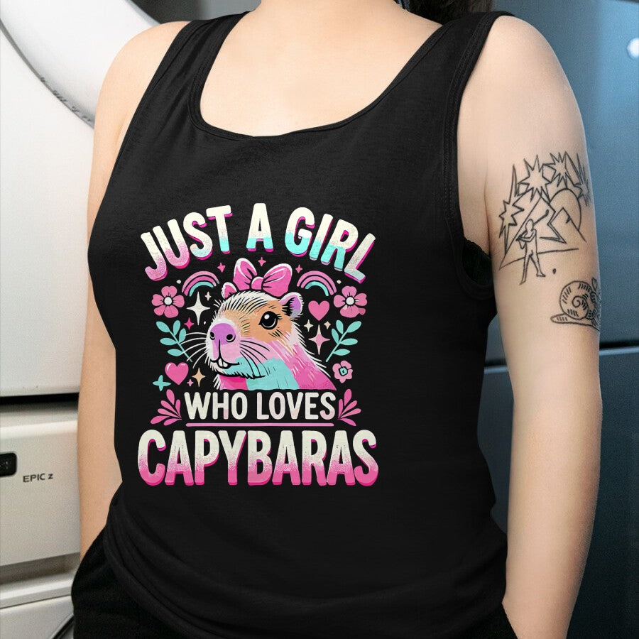 Cute Capybara Shirt, Funny Capybara Unisex T-Shirt/Hoodie/Sweatshirt HLT00 - Capybara Just a Girl who loves Capybaras T-Shirt (3)