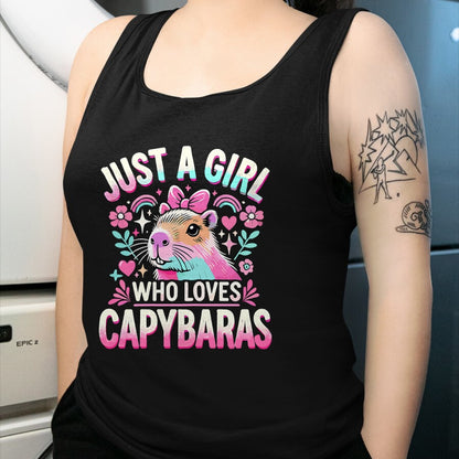 Cute Capybara Shirt, Funny Capybara Unisex T-Shirt/Hoodie/Sweatshirt HLT00 - Capybara Just a Girl who loves Capybaras T-Shirt (3)