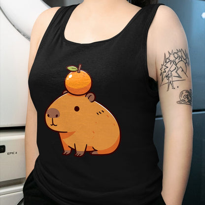 Cute Capybara Shirt, Funny Capybara Unisex T-Shirt/Hoodie/Sweatshirt HLT00 - Capybara with Orange on the Head Capybara T-Shirt